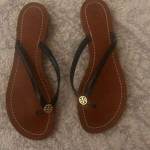 Tory Burch, black strap, flat sandals